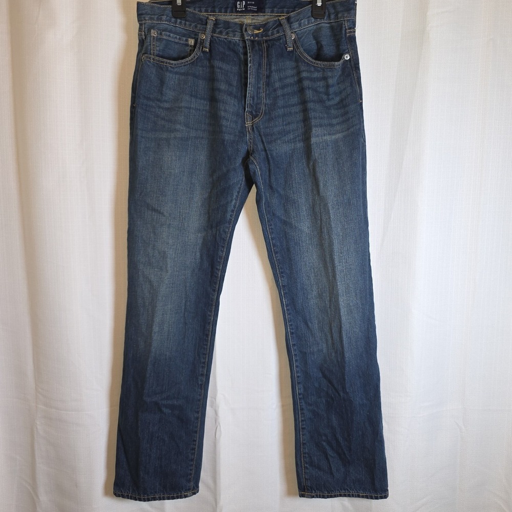 Gap  Authentic Jeans Mens 32x30 Blue Dark Wash Regular Straight Denim